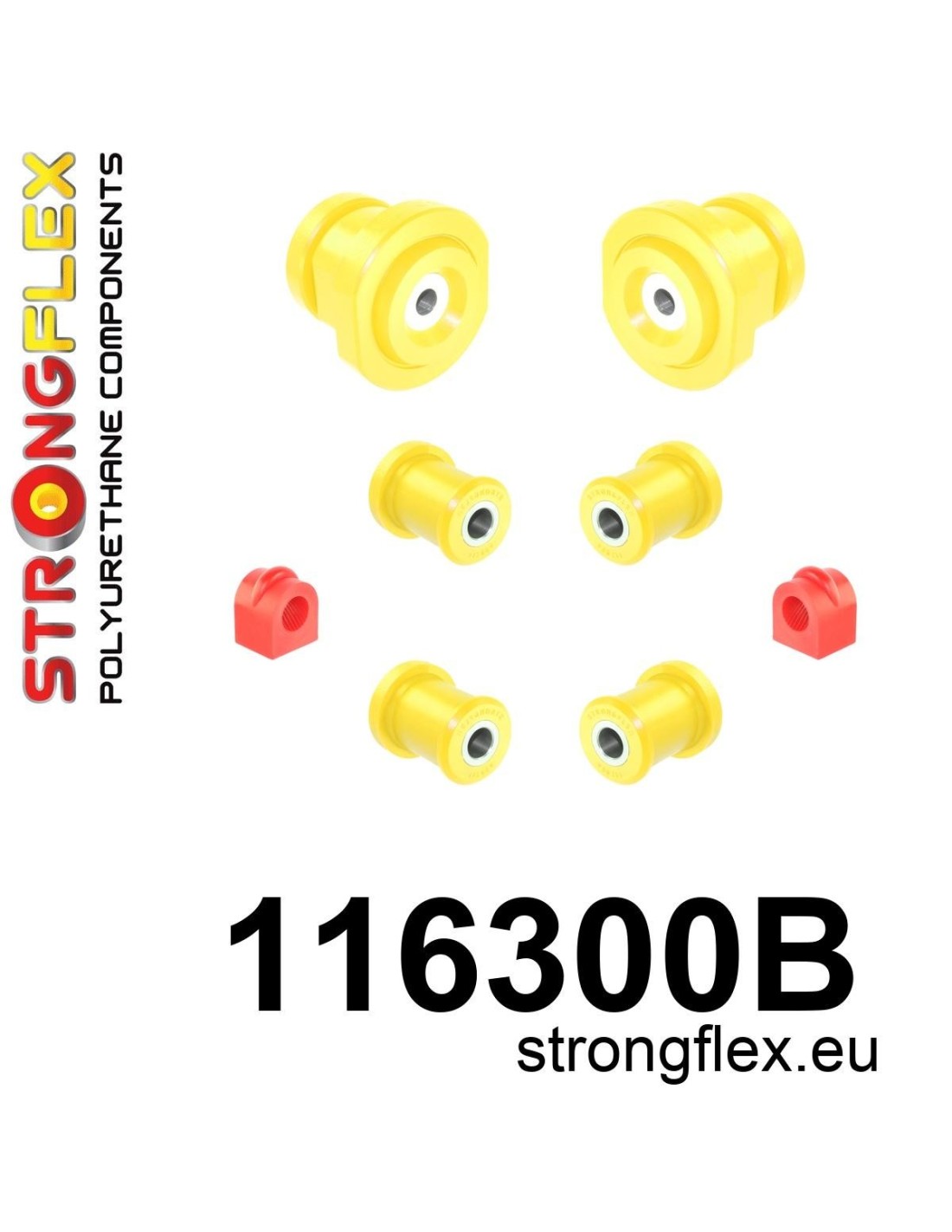 Strongflex Mercedes W123 Achteras rubberset – 116300B 1 Strongflex Mercedes W123 Achteras rubberset – 116300B