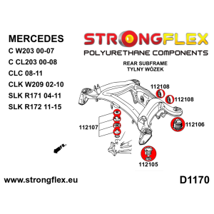Strongflex Mercedes CLK / C-Klasse / CL Achteras-subframe rubberset SPORT – 116303A