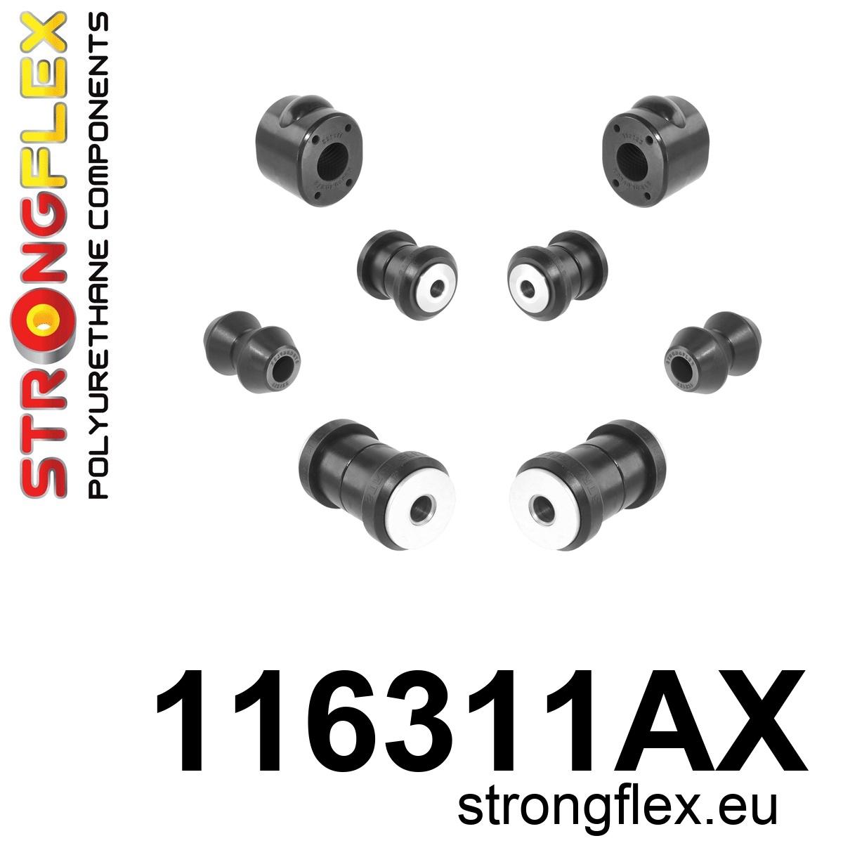 Strongflex Mercedes W123 Polyurethan-Buchsensatz Vorderachse SPORT SCHWARZ – 116311AX 3 Strongflex Mercedes W123 Polyurethaan rubberset vooras SPORT ZWART – 116311AX