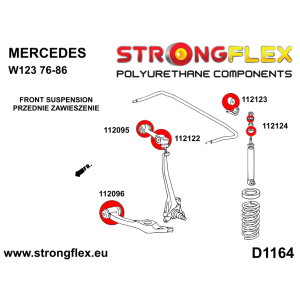 Strongflex Mercedes W123 Polyurethaan rubberset vooras SPORT – 116311A