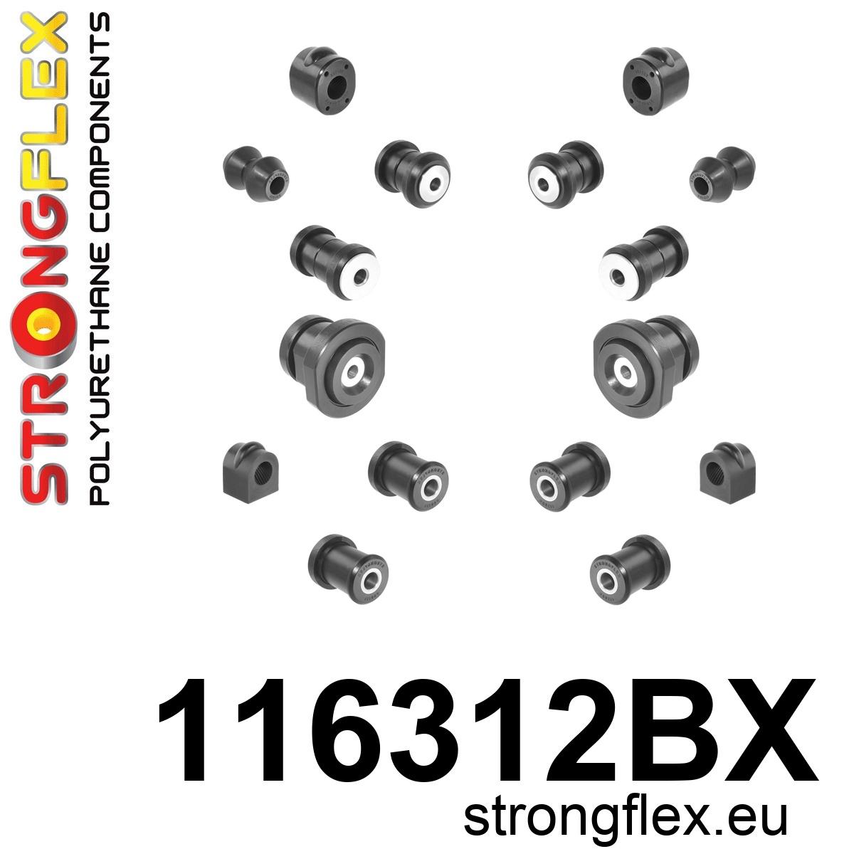 Strongflex Mercedes W123 Polyurethaan rubberset voor- en achteras ZWART – 116312BX 3 Strongflex Mercedes W123 Polyurethaan rubberset voor- en achteras ZWART – 116312BX