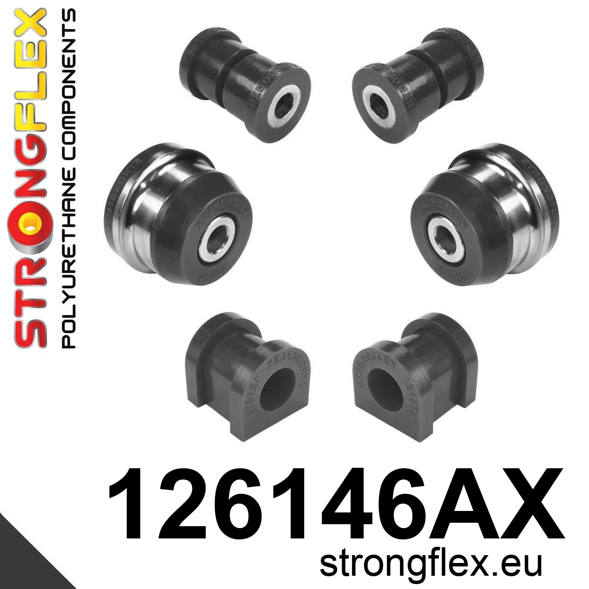 Strongflex Citroën / Peugeot Vooras rubberset SPORT ZWART – 126146AX 2 Strongflex Citroën / Peugeot Vooras rubberset SPORT ZWART – 126146AX