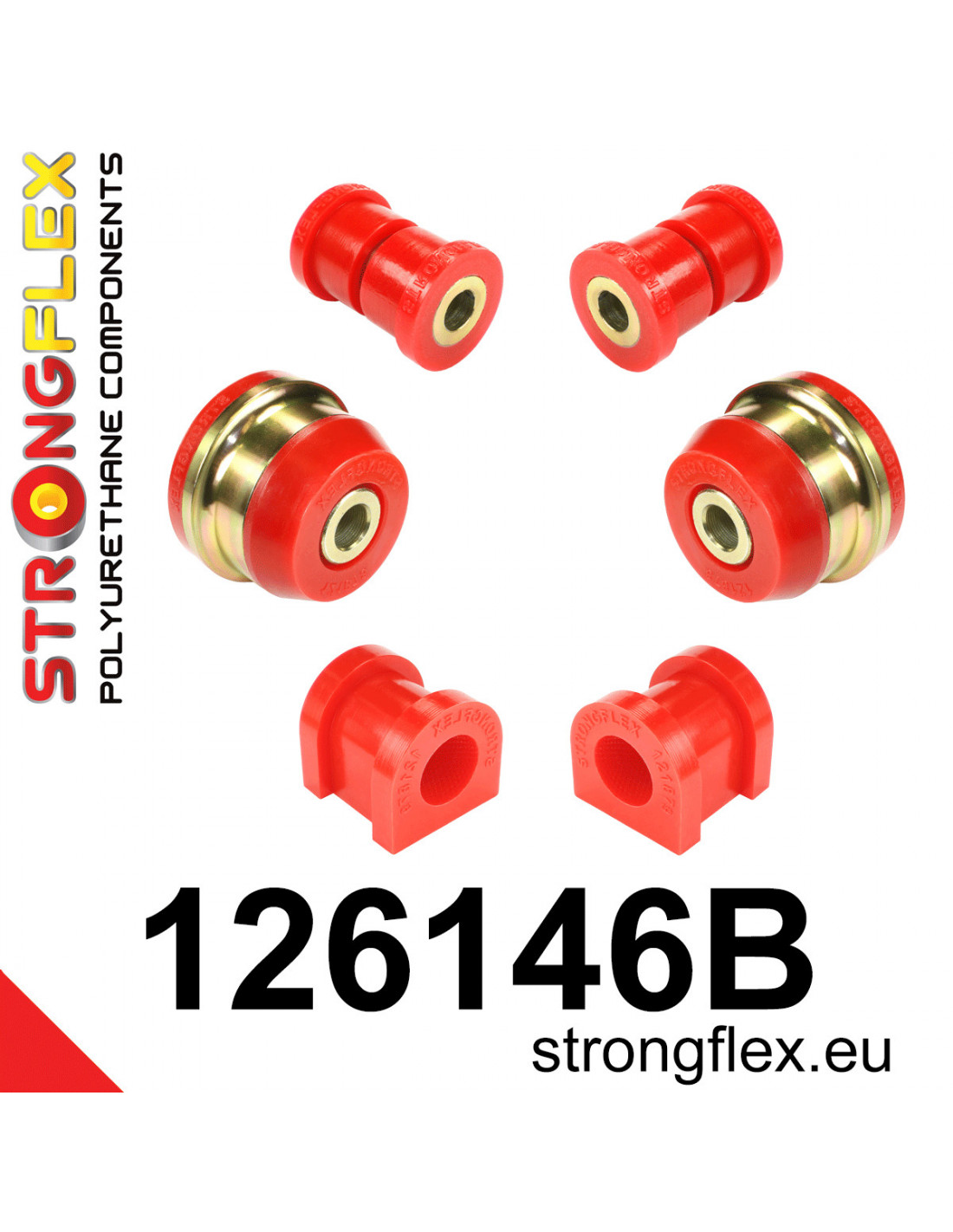 Strongflex Citroën / Peugeot Vooras rubberset – 126146B 1 Strongflex Citroën / Peugeot Vooras rubberset – 126146B