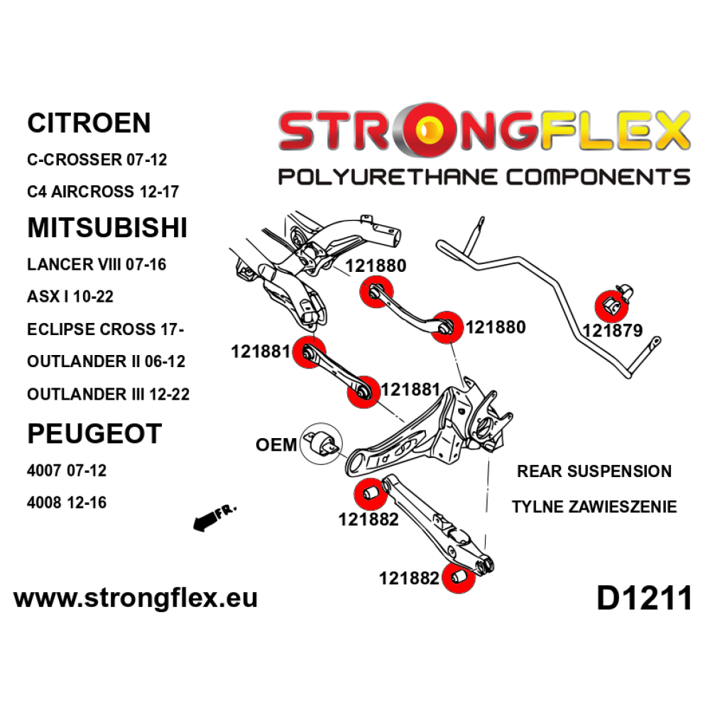 Strongflex Citroën / Peugeot Complete ophangrubberset ZWART – 126148BX