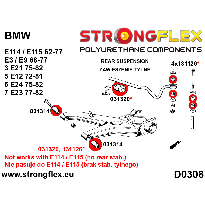 Strongflex BMW E114/E115/E24 Koppelstangrubber SPORT – 131126A 2 Strongflex BMW E114/E115/E24 Koppelstangrubber SPORT – 131126A - Afbeelding 2