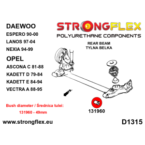 Strongflex Daewoo Espero / Lanos / Nexia Achterbalk-Montagerubber 49mm – 131960B