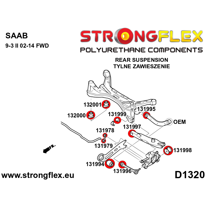 Strongflex Cadillac / Fiat Achterste langsdraagarmrubber - voor – 131994B 2 Strongflex Cadillac / Fiat Achterste langsdraagarmrubber - voor – 131994B - Afbeelding 2