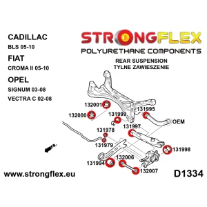 Strongflex Cadillac / Fiat Achterste bovenste draagarmrubber – binnenzijde SPORT ZWART – 131995AX