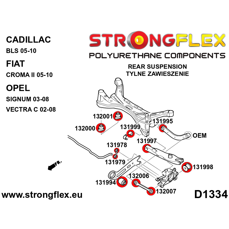 Strongflex Cadillac / Fiat Buitenste rubber achterste spoorstang SPORT ZWART – 132007AX 2 Strongflex Cadillac / Fiat Buitenste rubber achterste spoorstang SPORT ZWART – 132007AX - Image 2