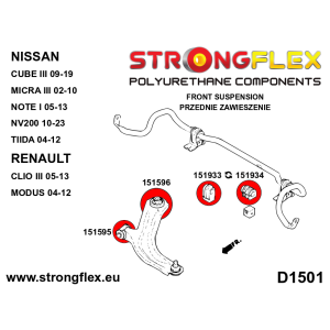 Strongflex Mercedes / Nissan / Renault Vooras draagarm achterste rubber – 151596B