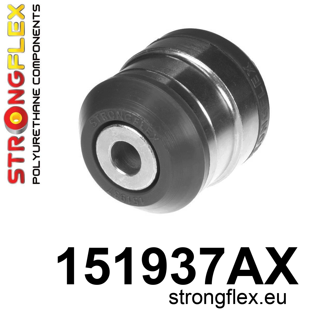 Strongflex Renault Fluence / Mégane / Scenic Vooras draagarm achterste rubber 58mm SPORT ZWART – 151937AX 1 Strongflex Renault Fluence / Mégane / Scenic Vooras draagarm achterste rubber 58mm SPORT ZWART – 151937AX