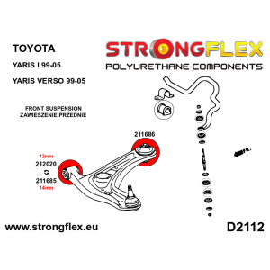 Strongflex Subaru / Toyota Vooras draagarm - voorste rubber 14mm SPORT – 211685A