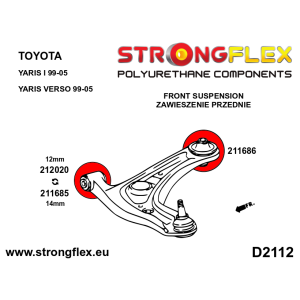 Strongflex Toyota MR2 / Yaris / Verso Vooras draagarm - rubber achter – 211686B