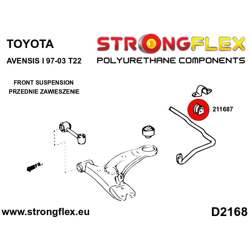 Strongflex Toyota Avensis / MR2 Voorste/achterste stabilisatorrubber – 211687B 2 Strongflex Toyota Avensis / MR2 Voorste/achterste stabilisatorrubber – 211687B - Afbeelding 2