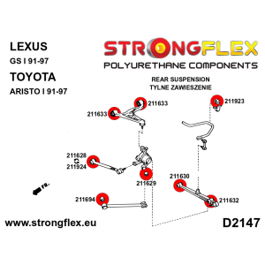 Strongflex Lexus / Toyota Achteras langsdraagarm voorste rubber 46mm SPORT ZWART – 211694AX
