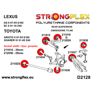 Strongflex Lexus / Toyota Achteras trekstang voorste rubber ZWART – 211835BX