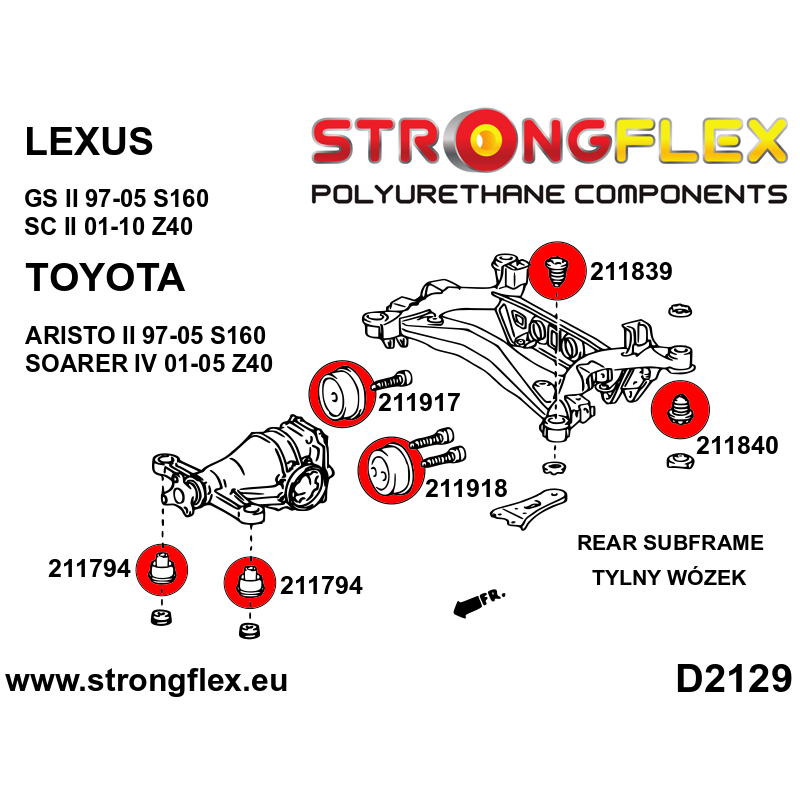 Strongflex Lexus / Toyota Achteras-subframe ton-lager rubber voor SPORT – 211839A 3 Strongflex Lexus / Toyota Achteras-subframe ton-lager rubber voor SPORT – 211839A – Bild 3