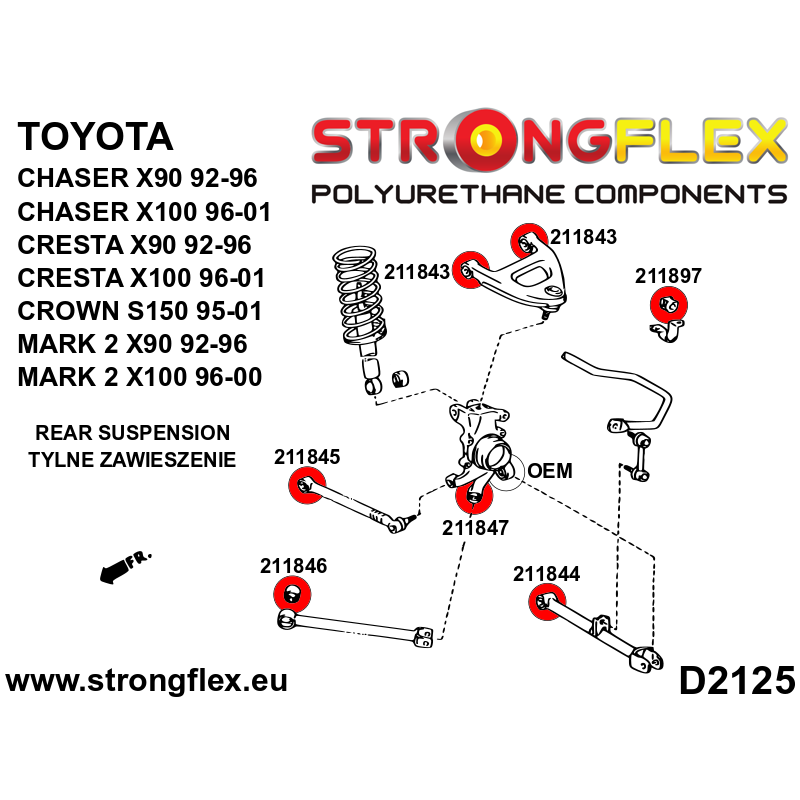 Strongflex Toyota Chaser / Cresta / Crown Achterste langsdraagarm - voorste rubber SPORT – 211846A 2 Strongflex Toyota Chaser / Cresta / Crown Achterste langsdraagarm - voorste rubber SPORT – 211846A – Bild 2