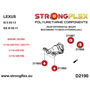 Strongflex Lexus / Toyota Differentieelophanging, achterste rubber SPORT ZWART – 211867AX