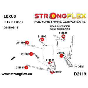 Strongflex Lexus GS / IS / IS-F Achteras bovenste draagarm rubber – 211889B