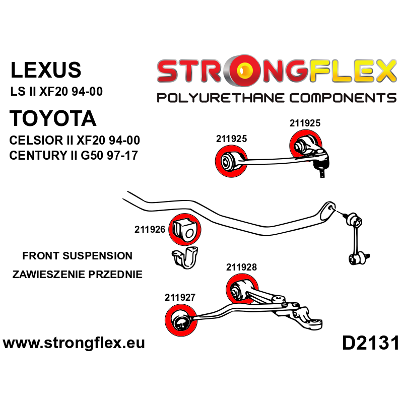 Strongflex Lexus / Toyota Voorste onderste draagarmrubber SPORT – 211928A 2 Strongflex Lexus / Toyota Voorste onderste draagarmrubber SPORT – 211928A – Bild 2
