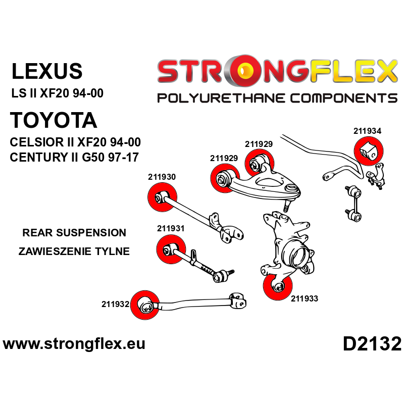Strongflex Lexus / Toyota Achterste langsdraagarm - achterste rubber – 211933B 2 Strongflex Lexus / Toyota Achterste langsdraagarm - achterste rubber – 211933B – Image 2