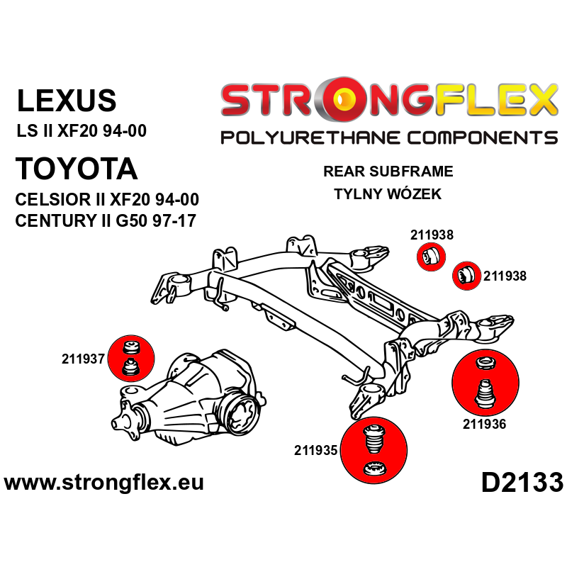 Strongflex Lexus / Toyota Achterste subframe - voorste rubber – 211935B 2 Strongflex Lexus / Toyota Achterste subframe - voorste rubber – 211935B - Afbeelding 2