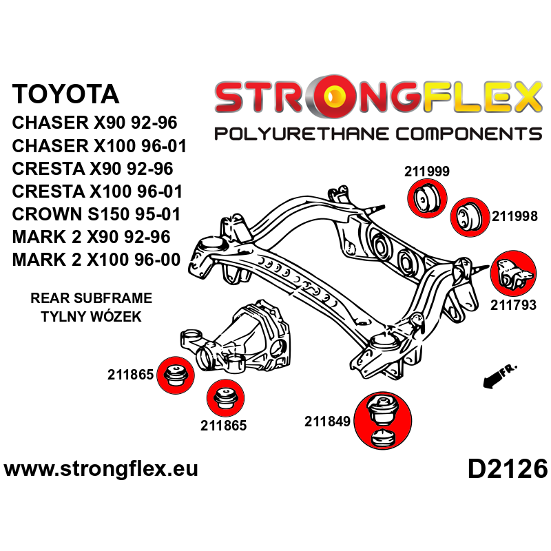 Strongflex Toyota Chaser / Cresta / Crown Achterdifferentieel - rubber achter SPORT – 211999A 2 Strongflex Toyota Chaser / Cresta / Crown Achterdifferentieel - rubber achter SPORT – 211999A - Afbeelding 2