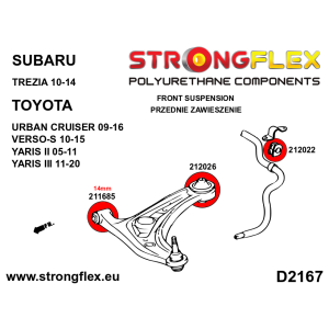 Strongflex Citroën / Peugeot / Subaru / Toyota Voorste stabilisatorrubber SPORT ZWART – 212022AX