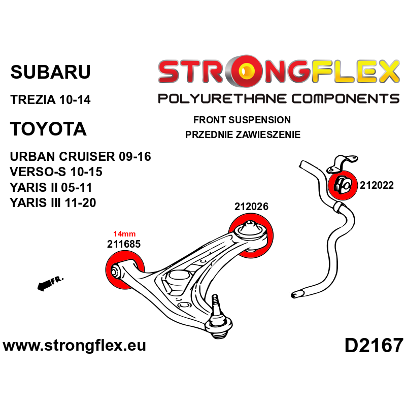 Strongflex Citroën / Peugeot / Subaru / Toyota Voorste stabilisatorrubber SPORT – 212022A 3 Strongflex Citroën / Peugeot / Subaru / Toyota Voorste stabilisatorrubber SPORT – 212022A - Image 3
