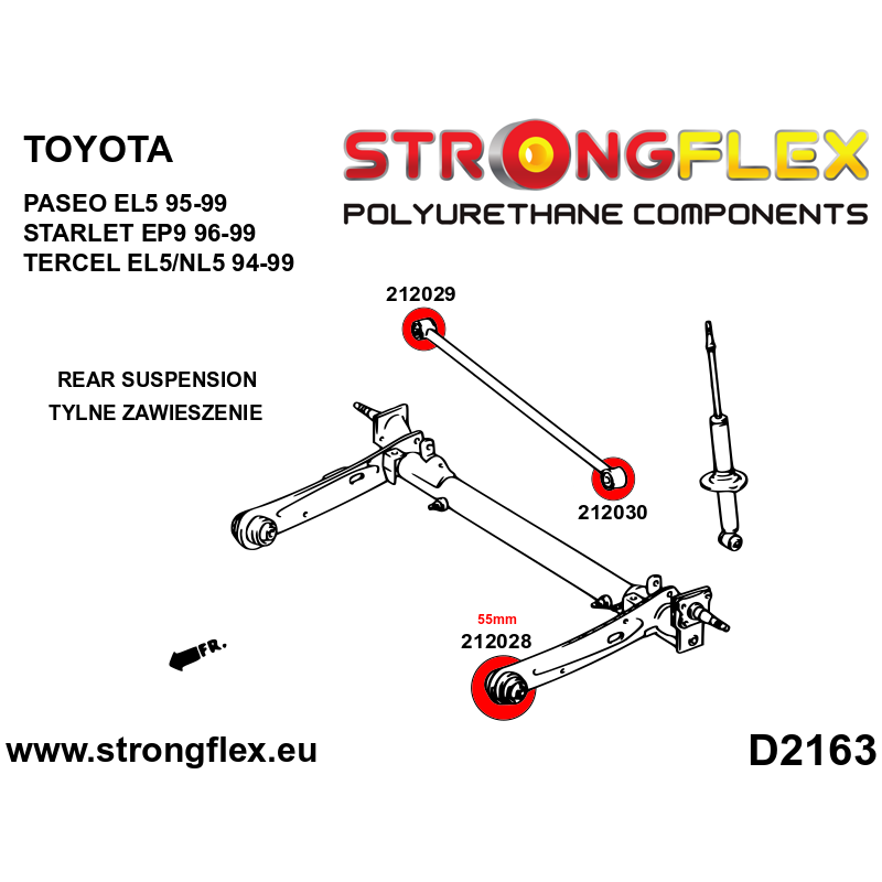 Strongflex Toyota Paseo / Starlet / Tercel Rubber panhardstang - naar achterbalk – 212030B 2 Strongflex Toyota Paseo / Starlet / Tercel Rubber panhardstang - naar achterbalk – 212030B – Bild 2