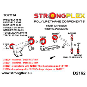 Strongflex Toyota Paseo / Starlet / Tercel Vooras draagarm achterste rubber SPORT – 212034A