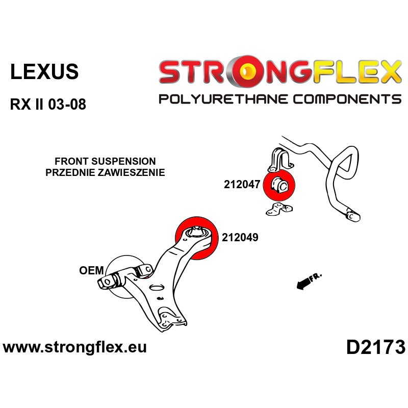 Strongflex Lexus RX Voorste stabilisatorrubber SPORT – 212047A 2 Strongflex Lexus RX Voorste stabilisatorrubber SPORT – 212047A - Afbeelding 2