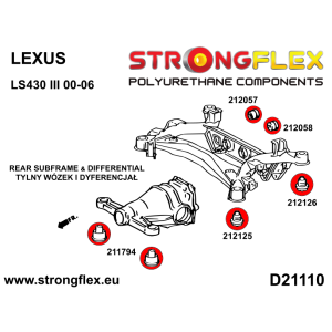 Strongflex Lexus GS / IS-F / IS Achterdifferentieel – rubber achter SPORT ZWART – 212058AX