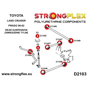 Strongflex Toyota 4Runner / Land Cruiser Rubber vooras onderste draagarm SPORT ZWART – 211427AX