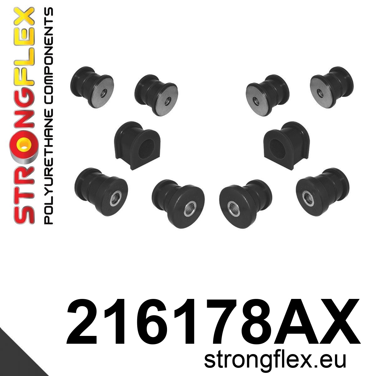 Strongflex Lexus / Toyota Polyurethaan rubberset vooras SPORT ZWART – 216178AX 2 Strongflex Lexus / Toyota Polyurethaan rubberset vooras SPORT ZWART – 216178AX