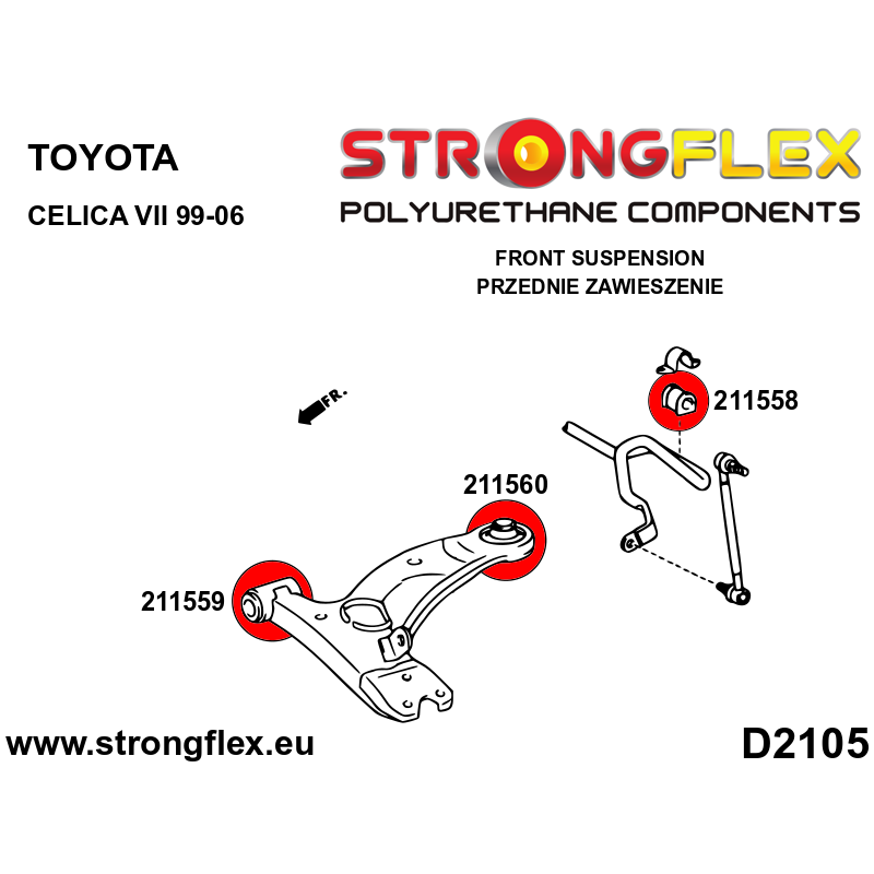 Strongflex Toyota Celica Polyurethaan rubberset voor- en achteras SPORT – 216181A 2 Strongflex Toyota Celica Polyurethaan rubberset voor- en achteras SPORT – 216181A – Bild 2