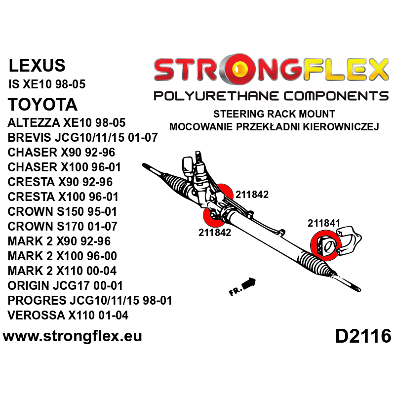 Strongflex Lexus / Toyota Polyurethaan rubberset voor- en achteras – 216231B 4 Strongflex Lexus / Toyota Polyurethaan rubberset voor- en achteras – 216231B – Image 4
