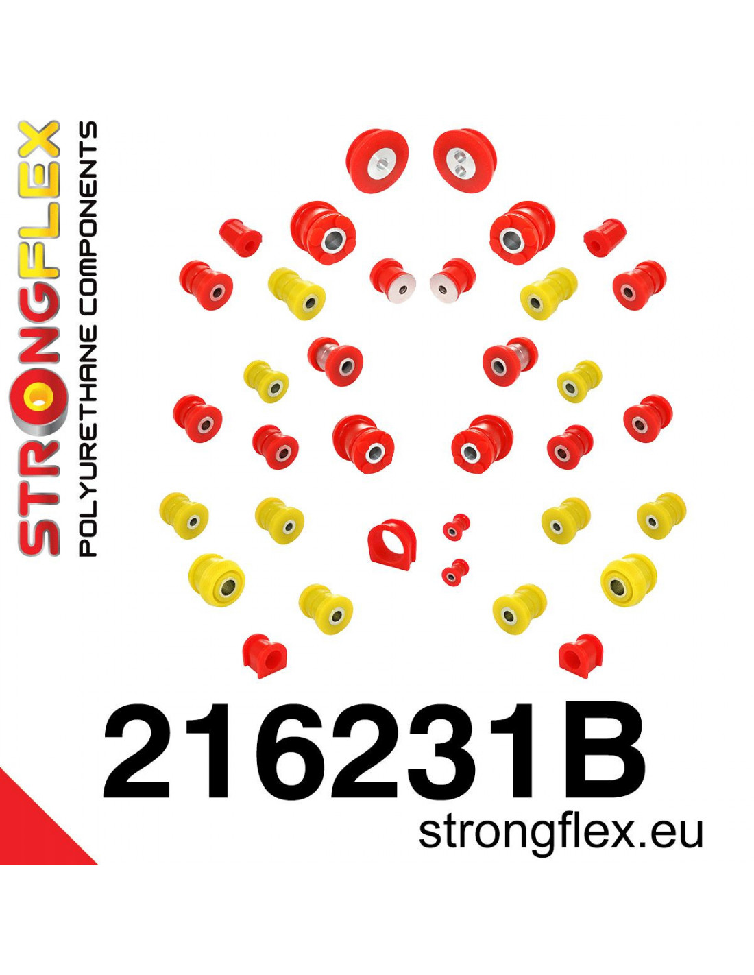 Strongflex Lexus / Toyota Polyurethaan rubberset voor- en achteras – 216231B 1 Strongflex Lexus / Toyota Polyurethaan rubberset voor- en achteras – 216231B