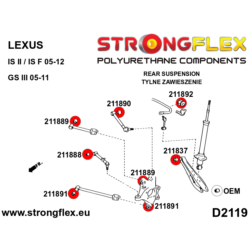 Strongflex Lexus GS / IS / IS-F Polyurethaan rubberset voor- en achteras SPORT – 216235A 3 Strongflex Lexus GS / IS / IS-F Polyurethaan rubberset voor- en achteras SPORT – 216235A - Image 3