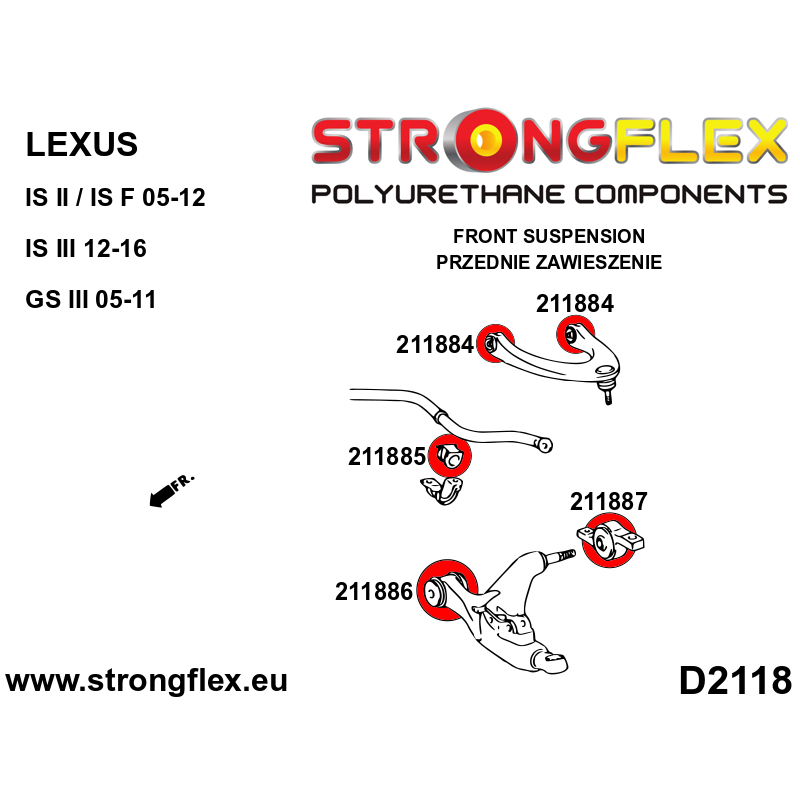 Strongflex Lexus GS / IS / IS-F Polyurethaan rubberset voor- en achteras SPORT – 216235A 2 Strongflex Lexus GS / IS / IS-F Polyurethaan rubberset voor- en achteras SPORT – 216235A - Image 2