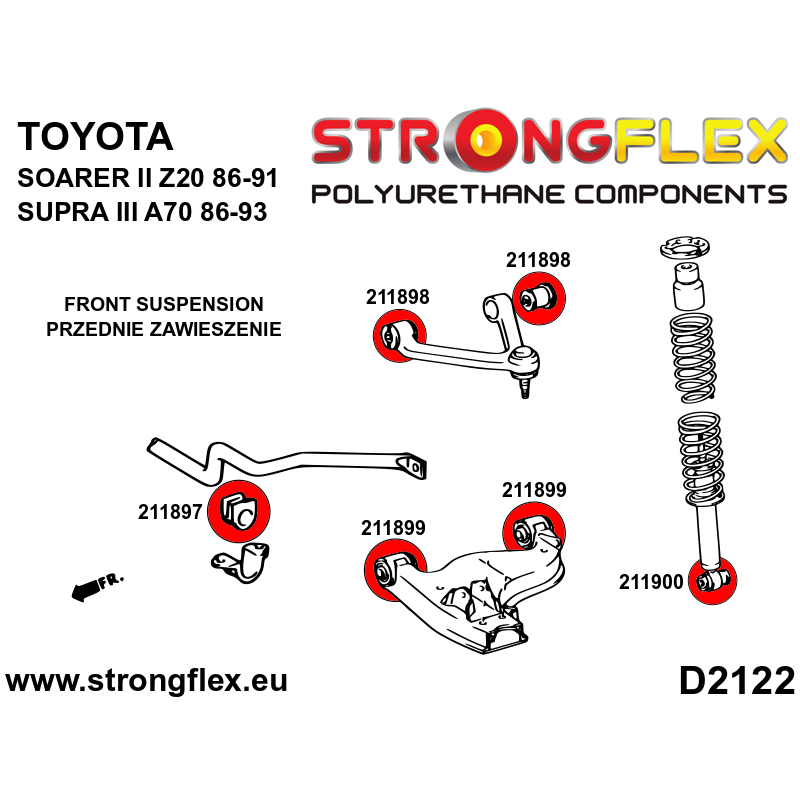 Strongflex Toyota Soarer / Supra Voorwielophangings rubberset SPORT – 216237A 2 Strongflex Toyota Soarer / Supra Voorwielophangings rubberset SPORT – 216237A - Image 2