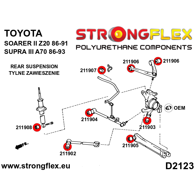 Strongflex Toyota Soarer / Supra Achterwielophangings rubberset – 216238B 2 Strongflex Toyota Soarer / Supra Achterwielophangings rubberset – 216238B – Image 2