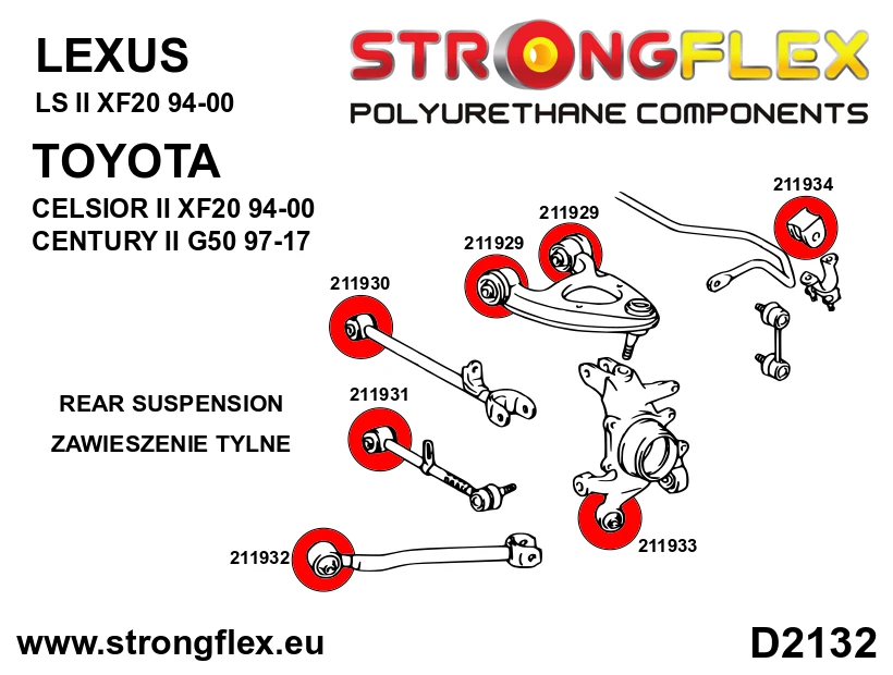Strongflex Lexus / Toyota Achteras rubberset – 216252B 1 Strongflex Lexus / Toyota Achteras rubberset – 216252B