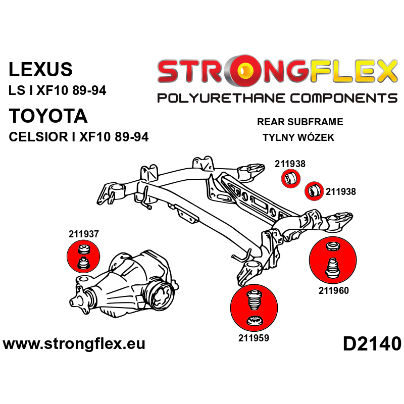 Strongflex Lexus / Toyota Achterste subframe rubber – 216260B 2 Strongflex Lexus / Toyota Achterste subframe rubber – 216260B – Bild 2