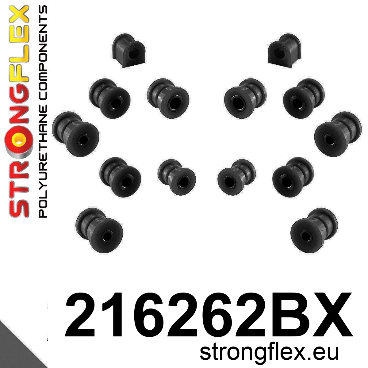 Strongflex Toyota Celica Achteras rubberset ZWART – 216262BX 2 Strongflex Toyota Celica Achteras rubberset ZWART – 216262BX