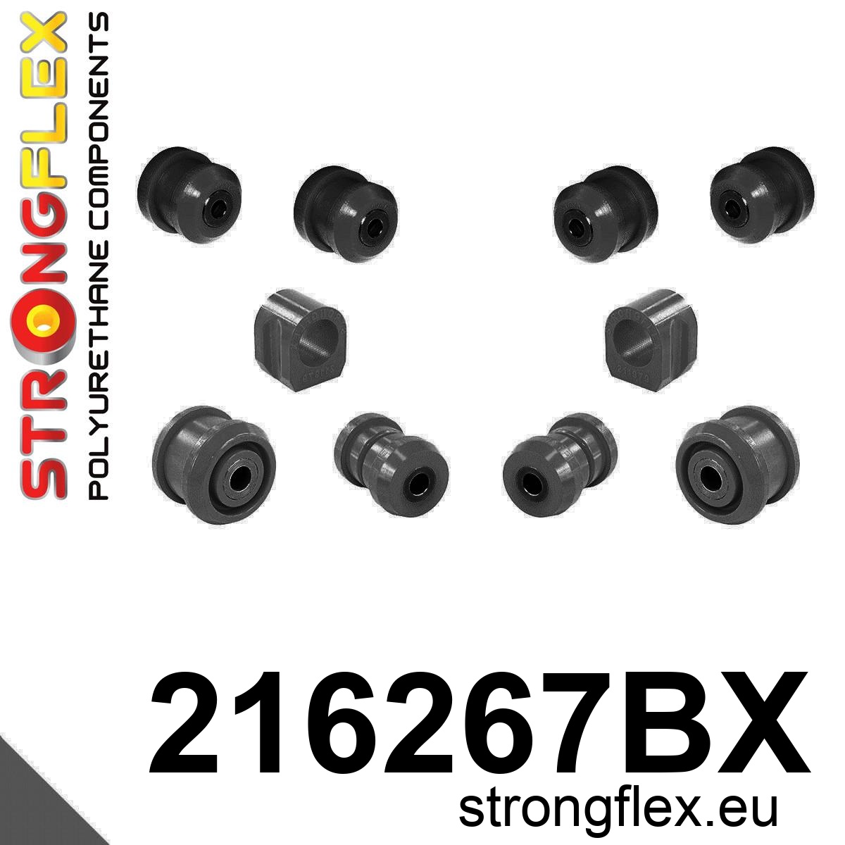 Strongflex Lexus / Toyota Vooras rubberset ZWART – 216267BX 2 Strongflex Lexus / Toyota Vooras rubberset ZWART – 216267BX
