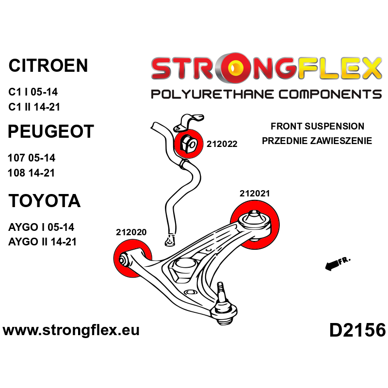 Strongflex Citroën / Peugeot / Toyota Vooras rubberset – 216273B 2 Strongflex Citroën / Peugeot / Toyota Vooras rubberset – 216273B - Image 2