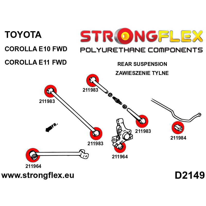 Strongflex Toyota Corolla Achteras rubberset – 216276B 2 Strongflex Toyota Corolla Achteras rubberset – 216276B – Image 2