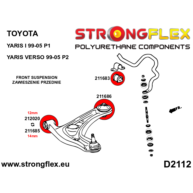 Strongflex Toyota Yaris / Verso Vooras rubberset SPORT – 216284A 2 Strongflex Toyota Yaris / Verso Vooras rubberset SPORT – 216284A – Bild 2
